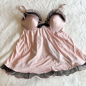 Victoria's Secret Pink Black Babydoll Lingerie Women's Size 34C